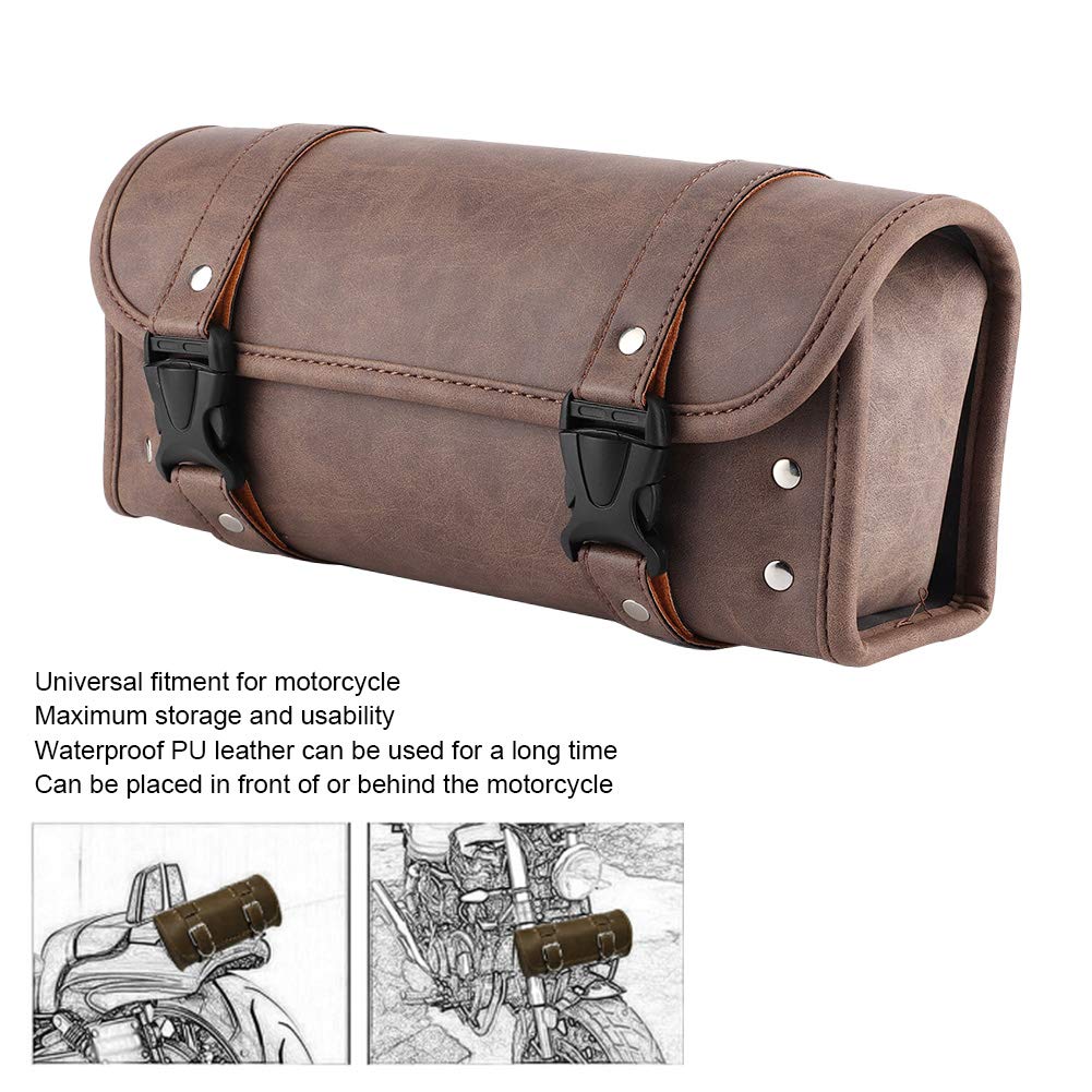 30×13×13 Motorcycle Vintage PU Leather Side Saddle Bag Brown Tool